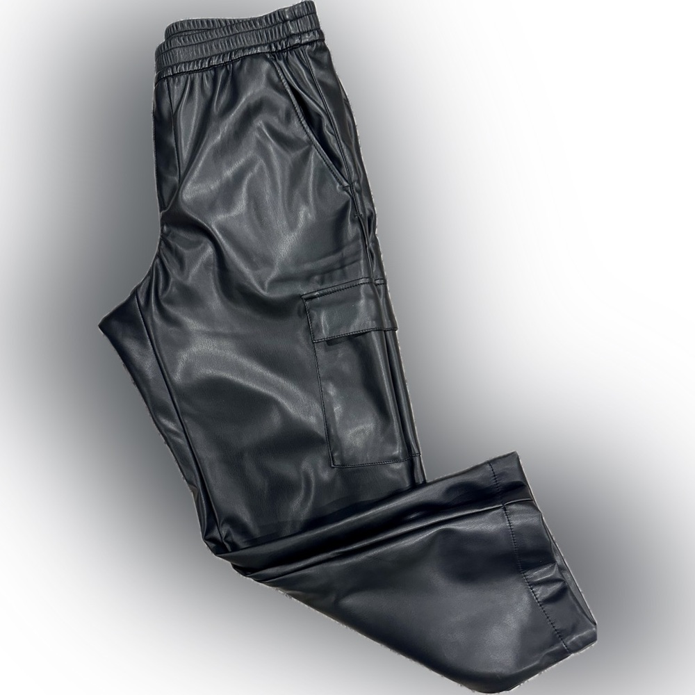 Gap faux leather cargo pants